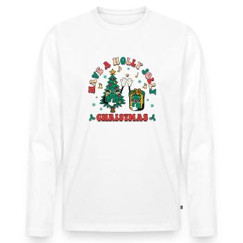 Retro Weihnachten - Männer Premium Bio Langarmshirt - Weiß - Vorne - Nico (187cm)