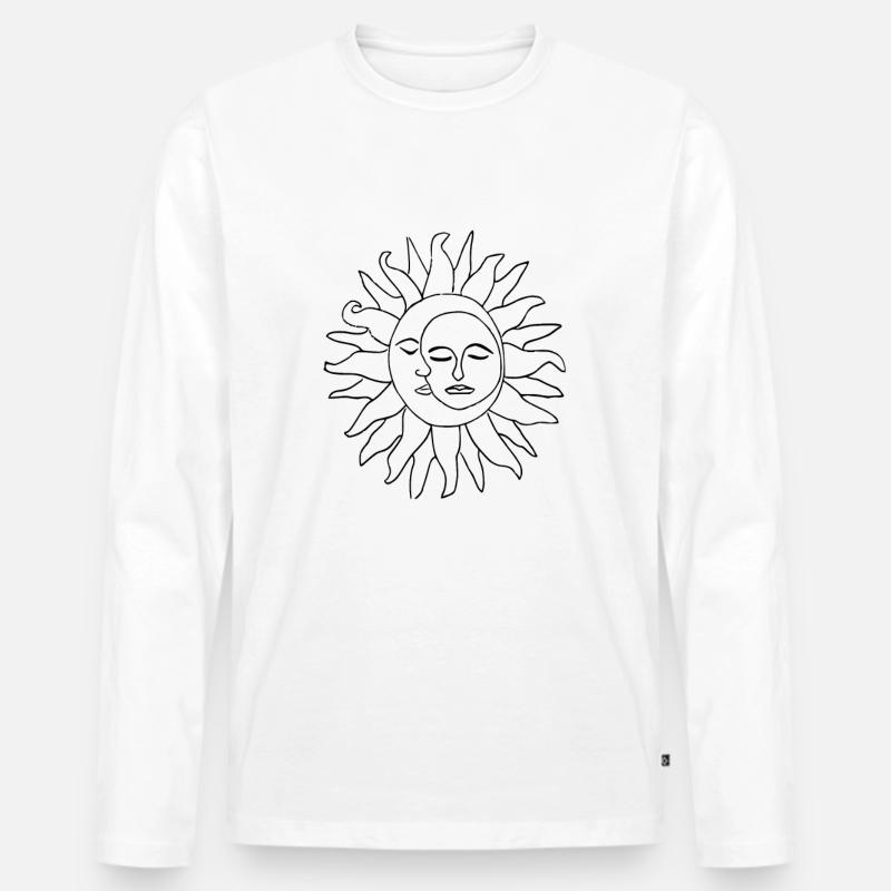 Sonne und Mond - Männer Premium Bio Langarmshirt - Weiß