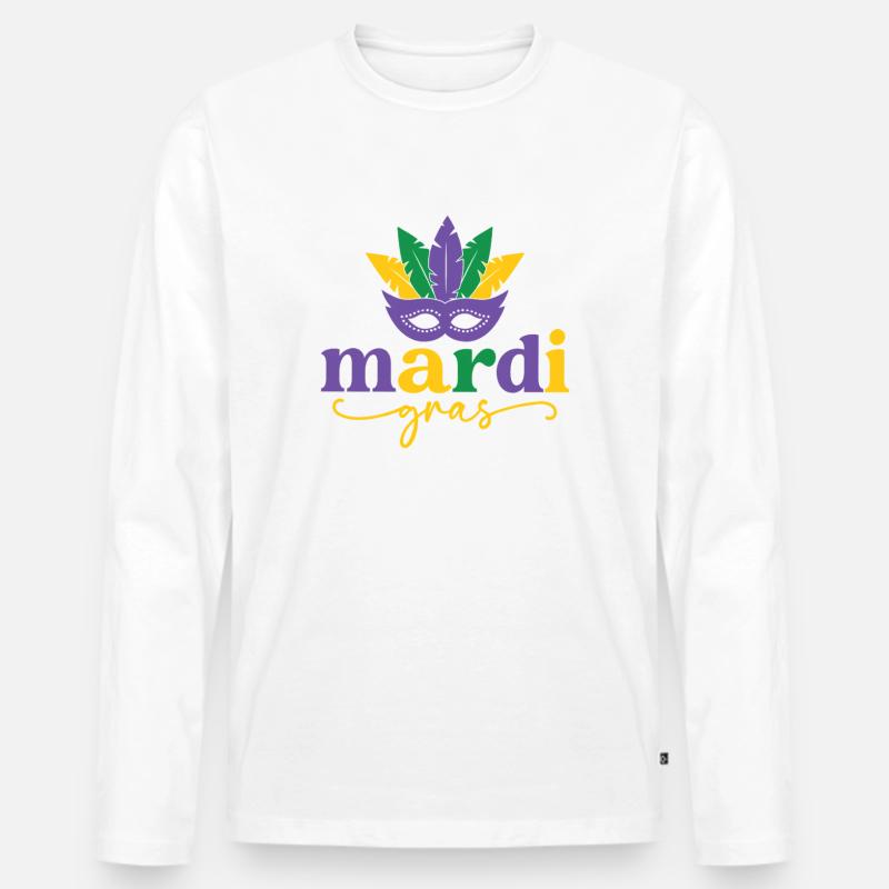 Mardi Gras Maske - Männer Premium Bio Langarmshirt - Weiß
