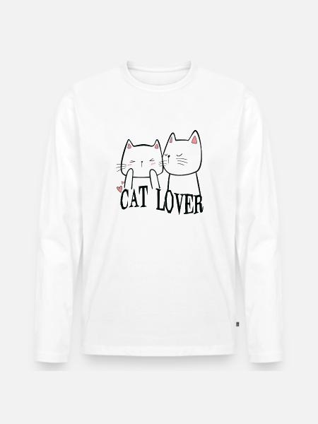 Wickedly Handsome Evil Cute Cat - Men's Premium Organic Long Sleeve Shirt - white