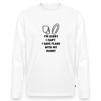 Funny rabbit saying with cute rabbit ears - Men's Premium Organic Long Sleeve Shirt - white - Front - Nico (187cm)
