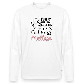 Fluffy Fierce Fabulous – Cadeau maltais sucré - T-shirt manches longues Premium bio Homme - blanc - Devant - Nico (187cm)