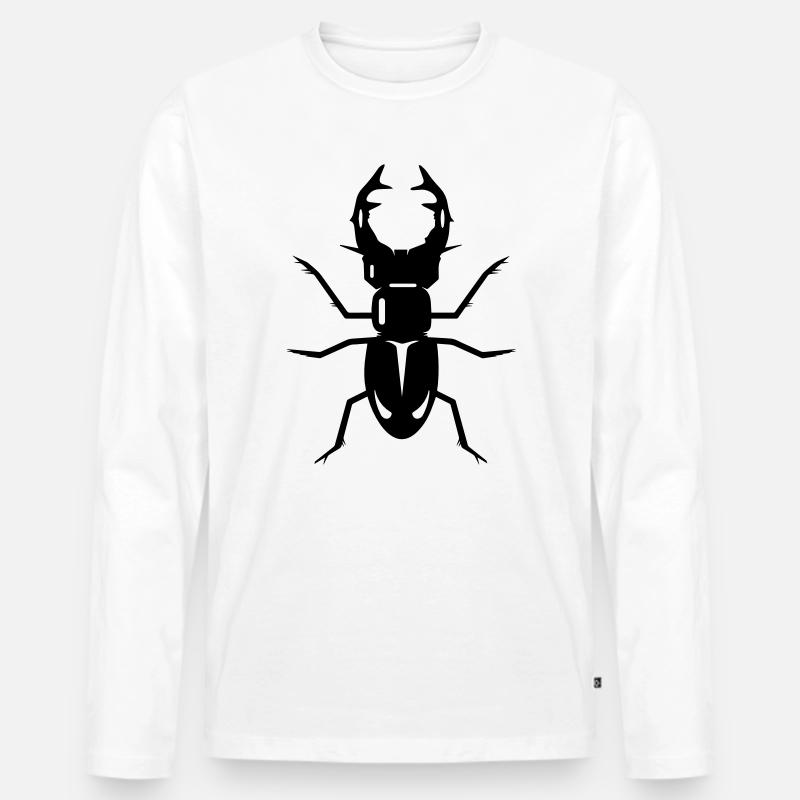 stilisierter Hirschkäfer mit prächtigen Geweih - Männer Premium Bio Langarmshirt - Weiß