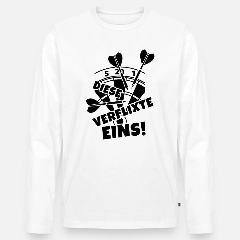 dart dartscheibe humor - Männer Premium Bio Langarmshirt - Weiß