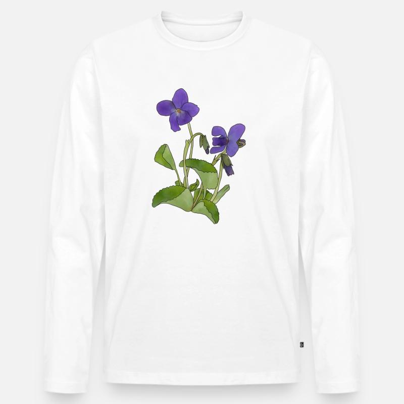 Veilchen - Männer Premium Bio Langarmshirt - Weiß