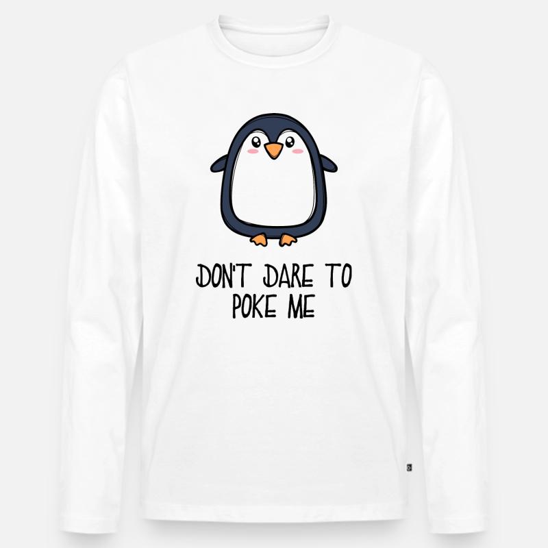 Cool Tier Vogel Statement Pinguin Südpol - Männer Premium Bio Langarmshirt - Weiß