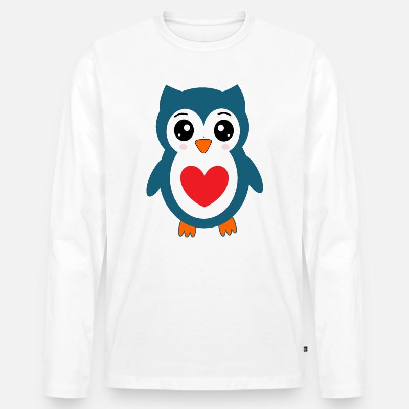 Eule blaue Eule  - Männer Premium Bio Langarmshirt - Weiß