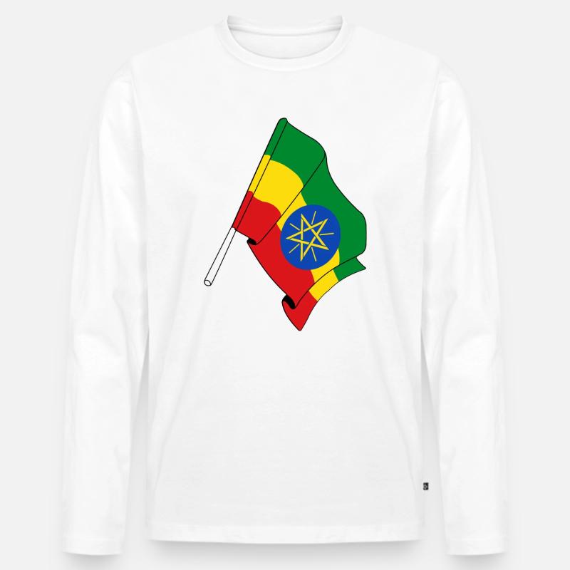 Flagge von Äthiopien - Männer Premium Bio Langarmshirt - Weiß