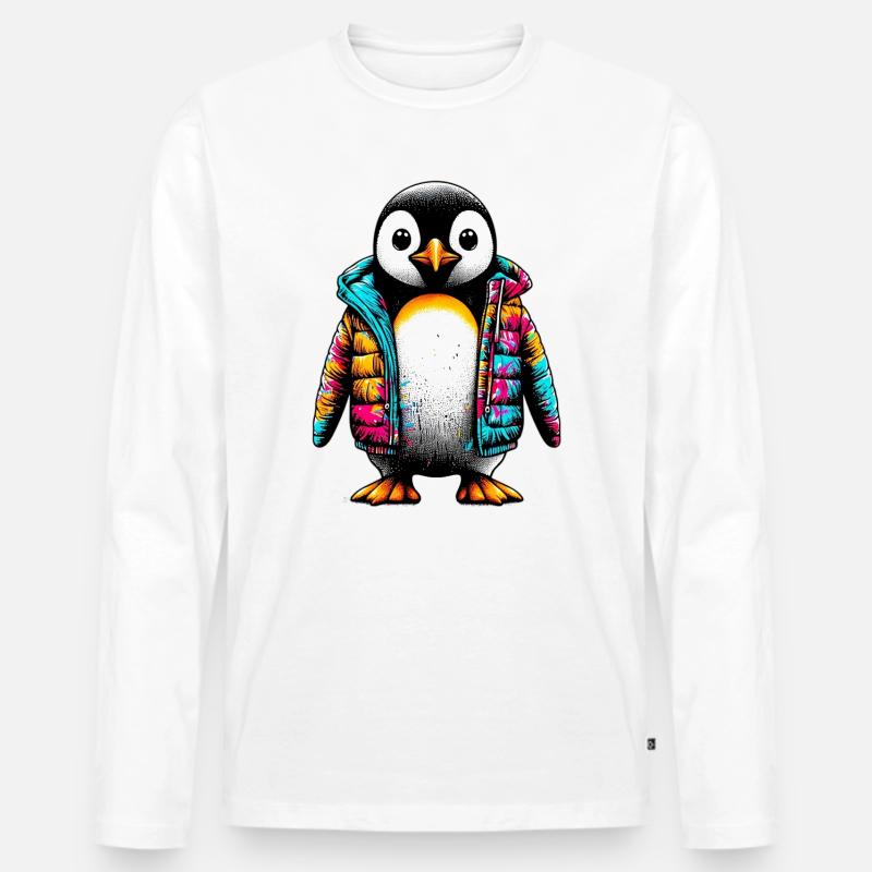 Pinguin mit Jacke Jacke - Männer Premium Bio Langarmshirt - Weiß