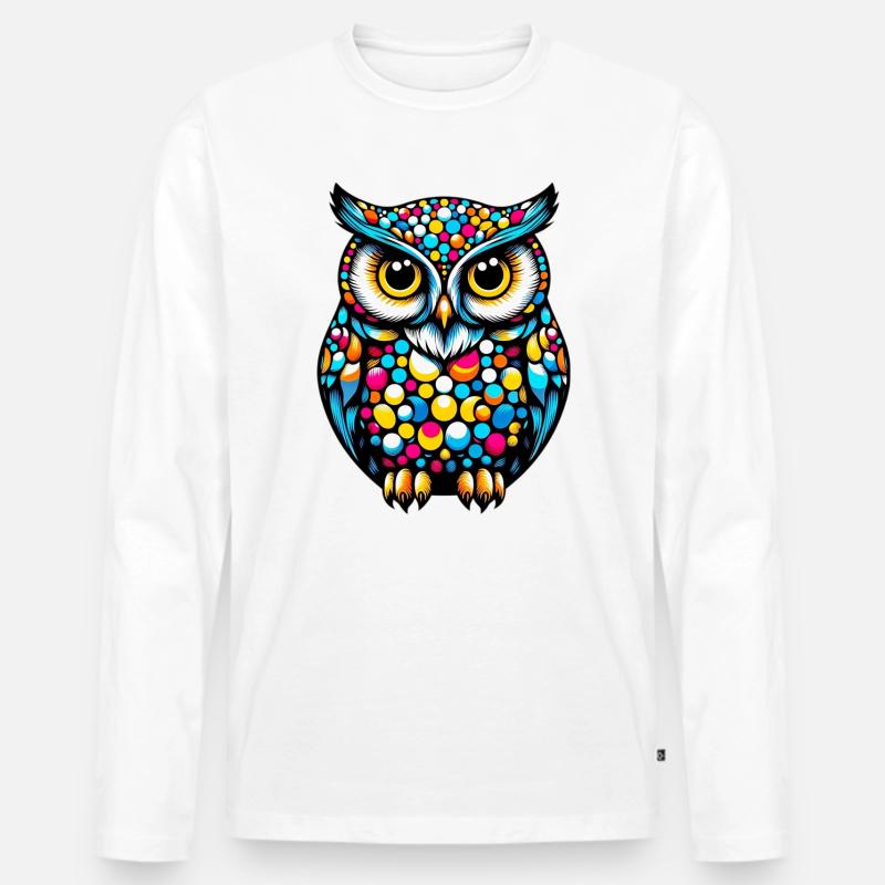 Eule - Männer Premium Bio Langarmshirt - Weiß