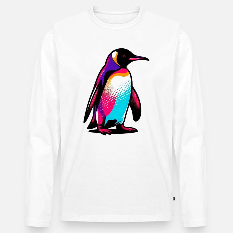 Pinguin - Männer Premium Bio Langarmshirt - Weiß