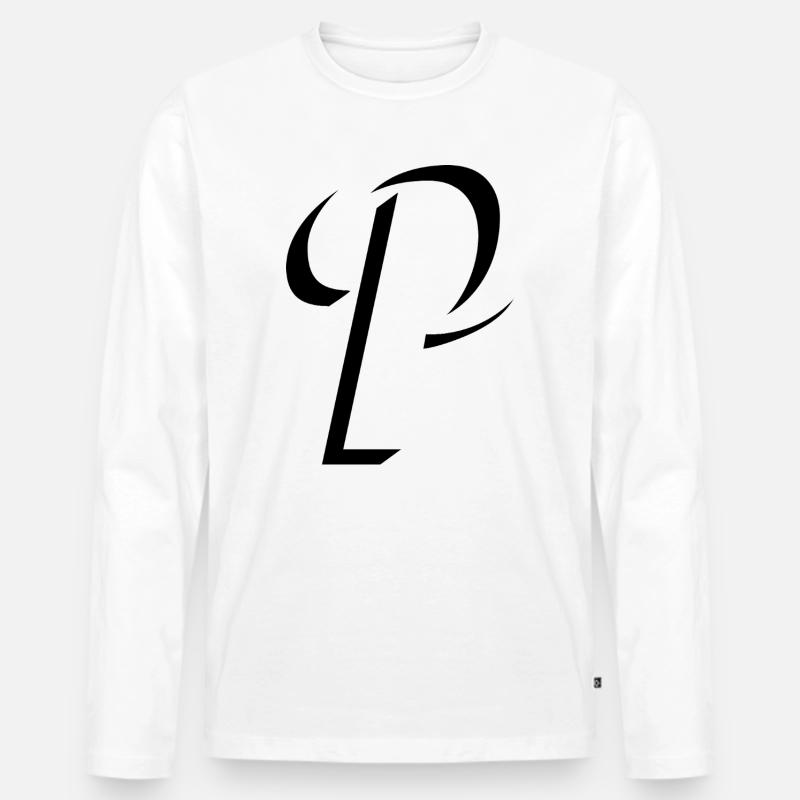 Letter P, Name, der Buchstabe P  - Männer Premium Bio Langarmshirt - Weiß