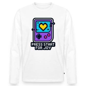 Press Start for Joy - Männer Premium Bio Langarmshirt - Weiß - Vorne - Nico (187cm)