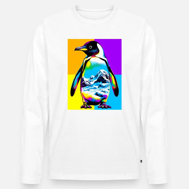 Pinguin - Männer Premium Bio Langarmshirt - Weiß