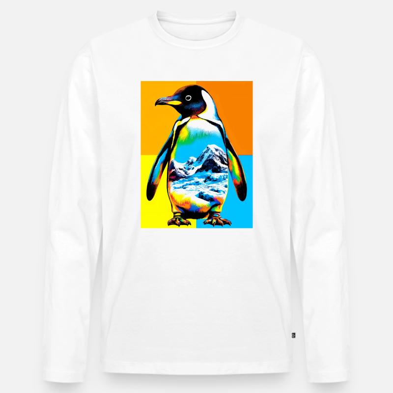 Pinguin - Männer Premium Bio Langarmshirt - Weiß