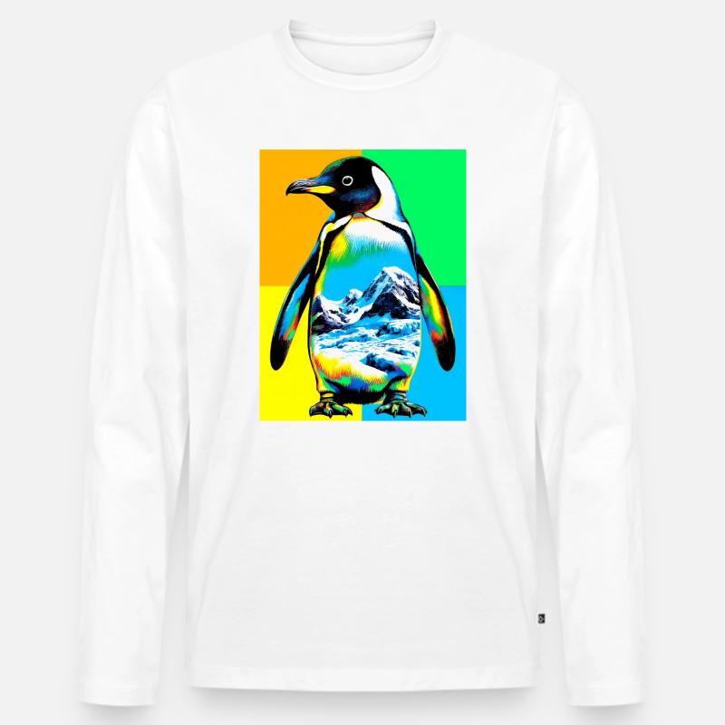 Pinguin - Männer Premium Bio Langarmshirt - Weiß