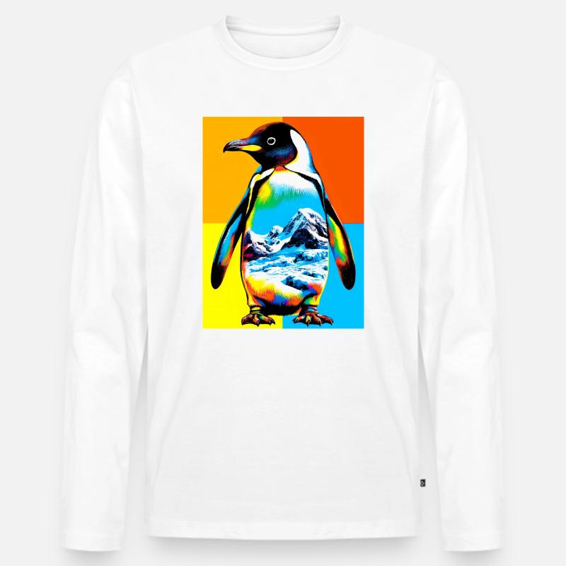 Pinguin - Männer Premium Bio Langarmshirt - Weiß
