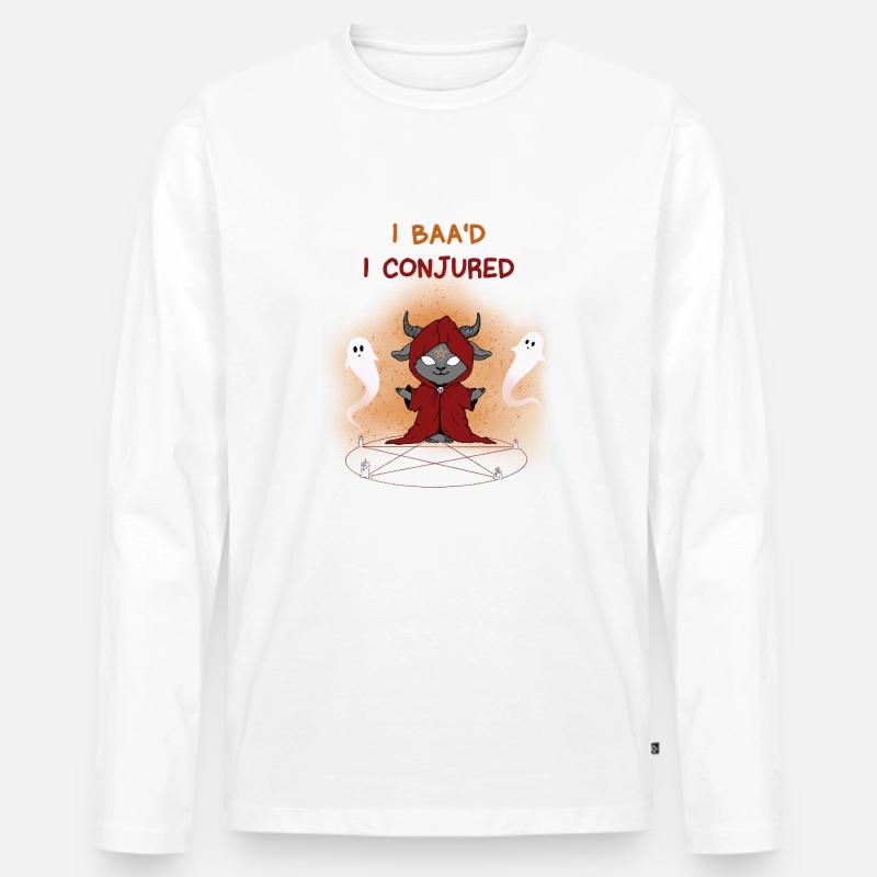 Himmlischer Zauberbock mit Geistern - Männer Premium Bio Langarmshirt - Weiß