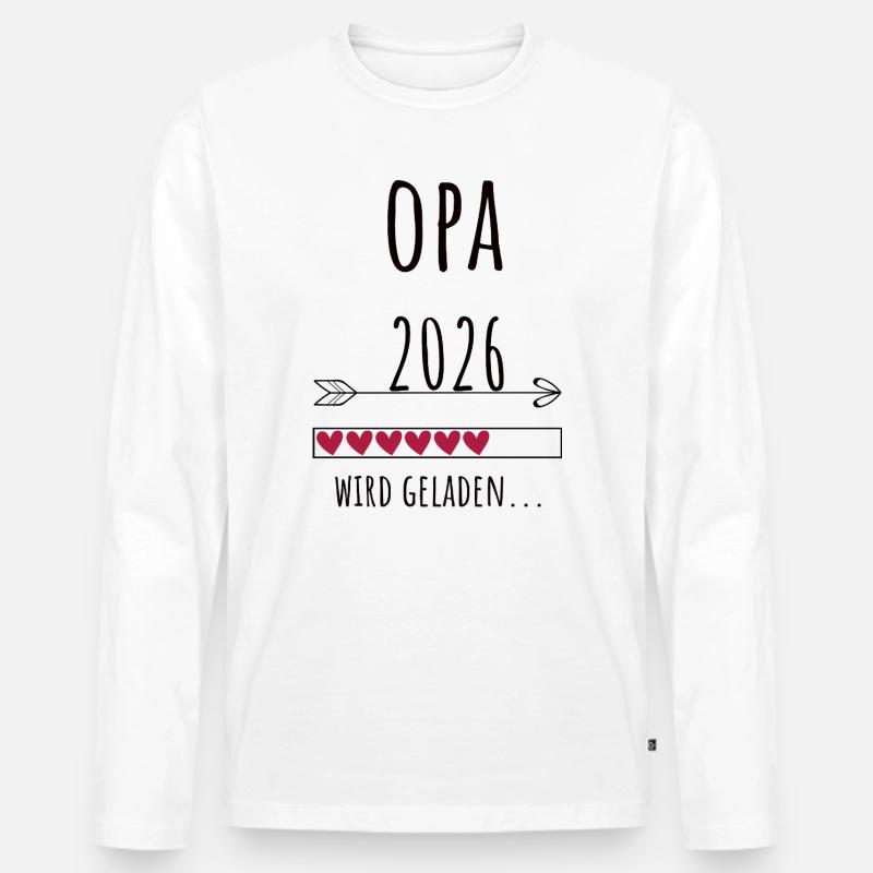 Werdender Opa 2026 Geschenk Schwangerschaft - Männer Premium Bio Langarmshirt - Weiß