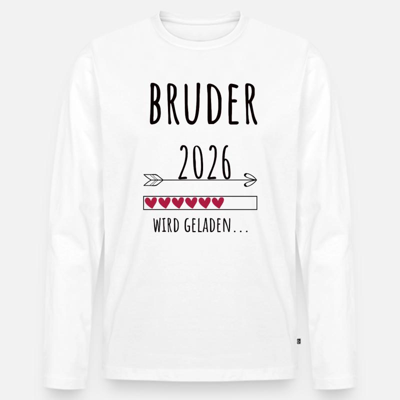 Werdender Bruder 2026 Geschenk Schwangerschaft - Männer Premium Bio Langarmshirt - Weiß