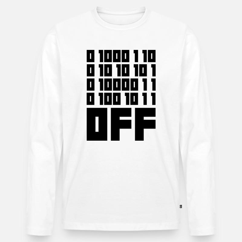 Binärcode F**k OFF – Nerd Humor & Geek Code - Männer Premium Bio Langarmshirt - Weiß