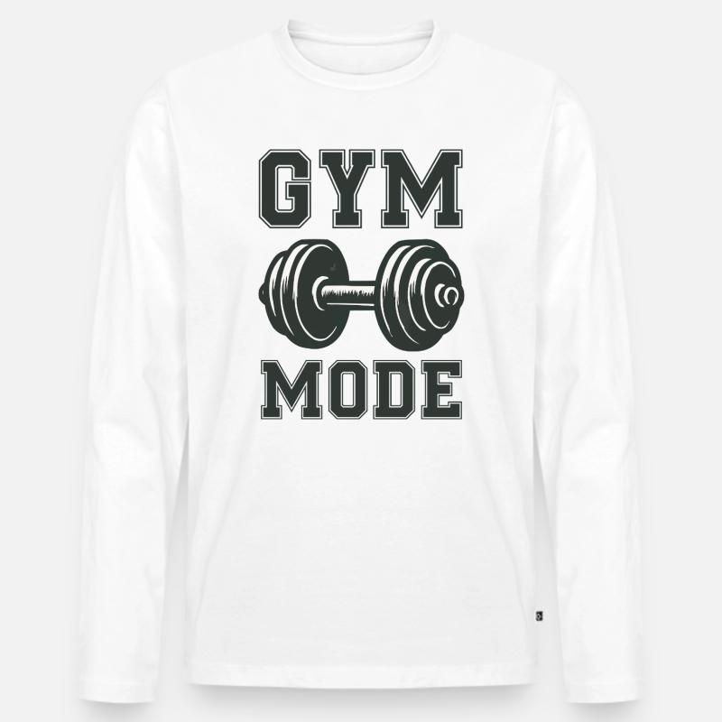 Gym Mode  - Männer Premium Bio Langarmshirt - Weiß