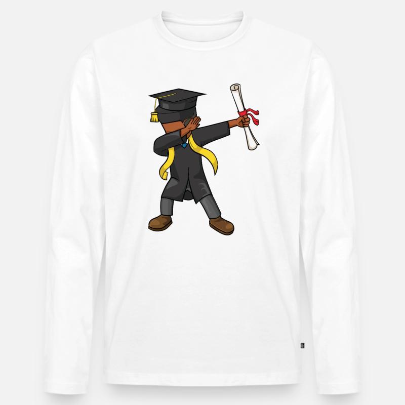 Afro Boy Dabbing Abschlussklasse 2026 - Männer Premium Bio Langarmshirt - Weiß