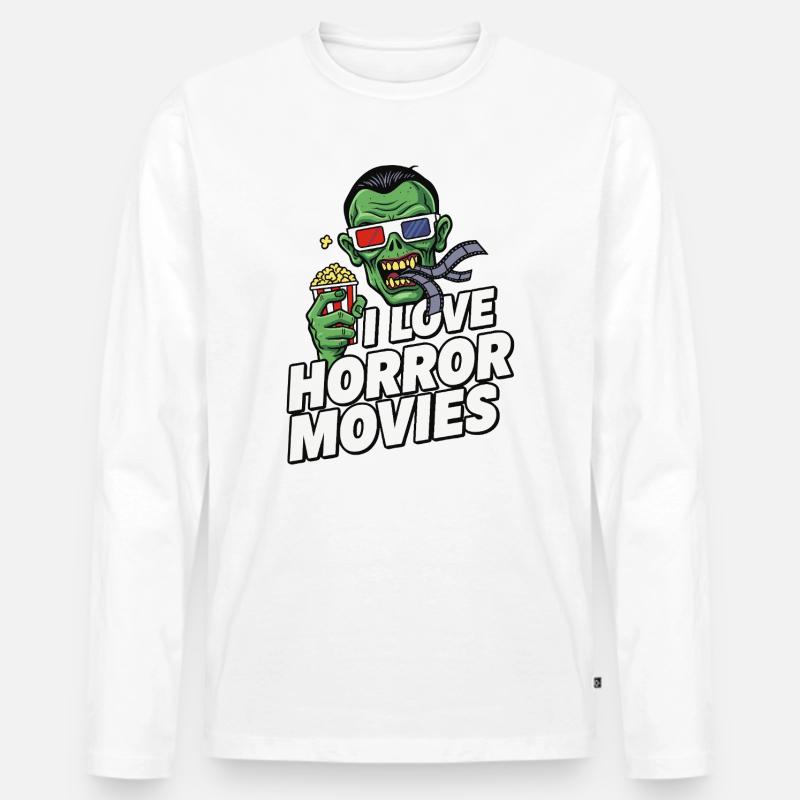 Zombie Filmliebe Pop-Art Horror - Männer Premium Bio Langarmshirt - Weiß