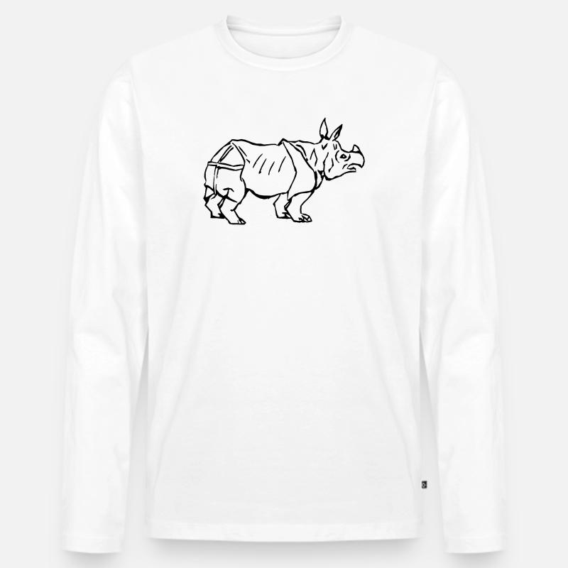 Nashorn - Männer Premium Bio Langarmshirt - Weiß