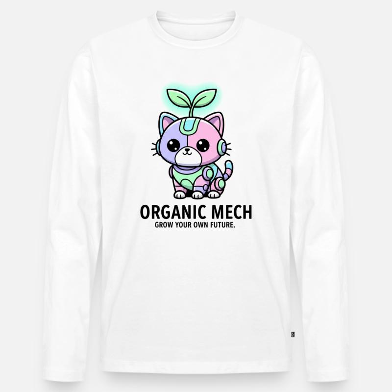 Kawaii Biopunk Roboter Kätzchen-Sprossen-Kunst - Männer Premium Bio Langarmshirt - Weiß