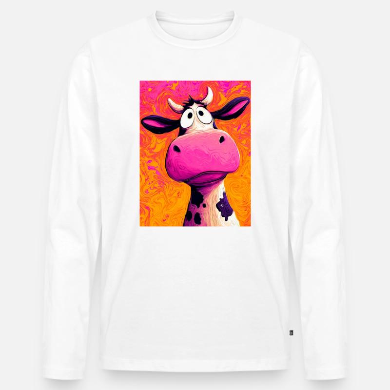 Kuh - Männer Premium Bio Langarmshirt - Weiß