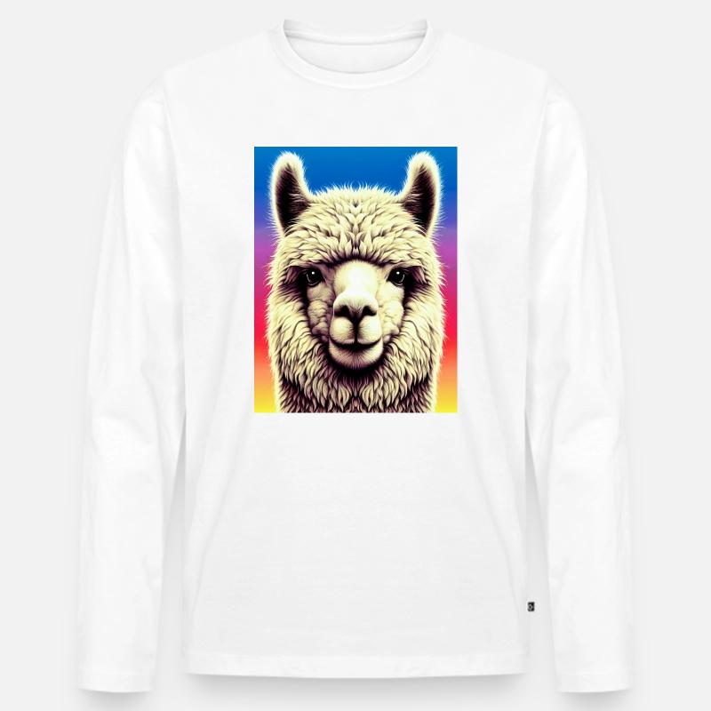 Alpaka - Männer Premium Bio Langarmshirt - Weiß