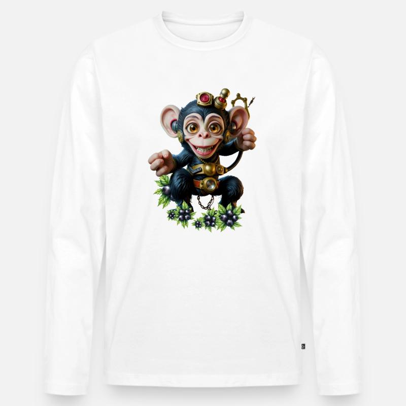 Steampunk Gear Overall - Männer Premium Bio Langarmshirt - Weiß