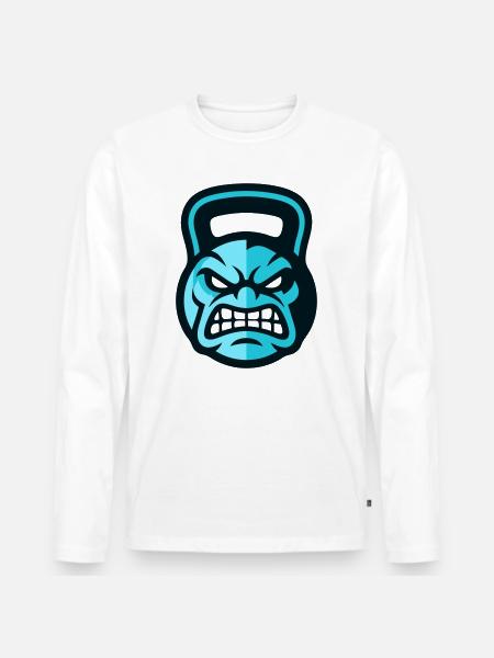 Workout Kettlebell Logo - Men's Premium Organic Long Sleeve Shirt - white