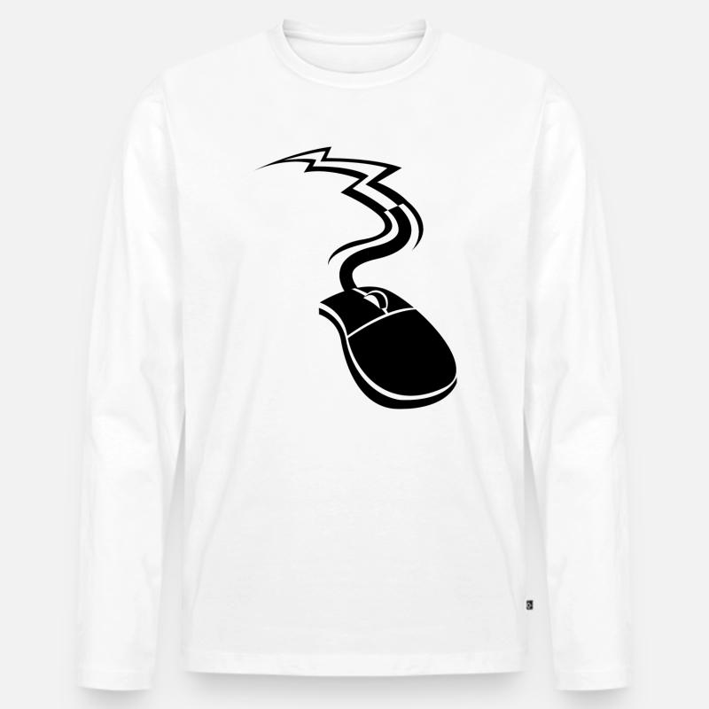 Computer Maus Design - Männer Premium Bio Langarmshirt - Weiß