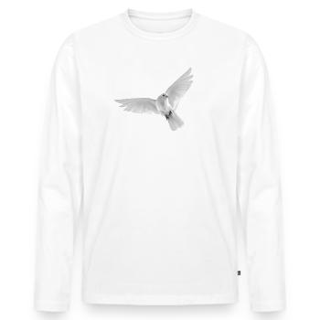 Colombe blanche Colombe de la Paix Oiseau voler beauté - T-shirt manches longues Premium bio Homme - blanc - Devant - Nico (187cm)