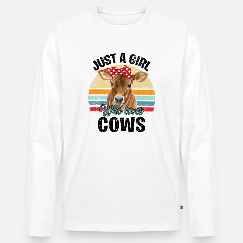Nur ein Mädchen, das Kühe liebt - Männer Premium Bio Langarmshirt - Weiß