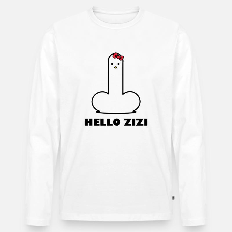 HALLO Zizi - Männer Premium Bio Langarmshirt - Weiß