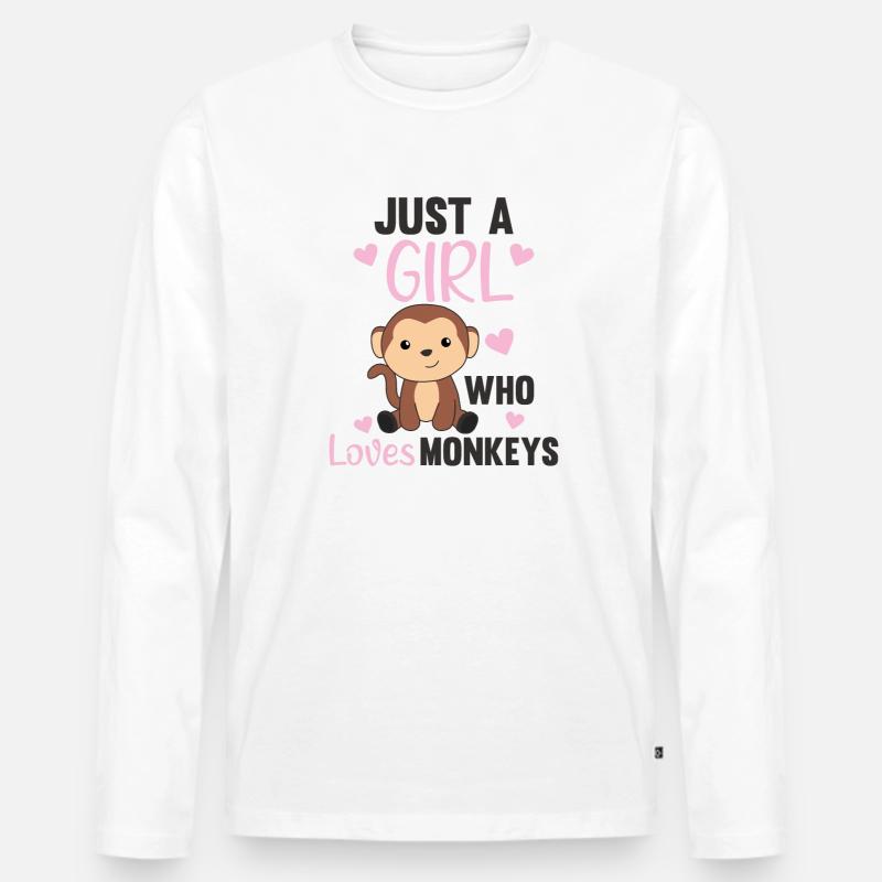 Nur ein Mädchen das Affen liebt- süßer Affe - Männer Premium Bio Langarmshirt - Weiß