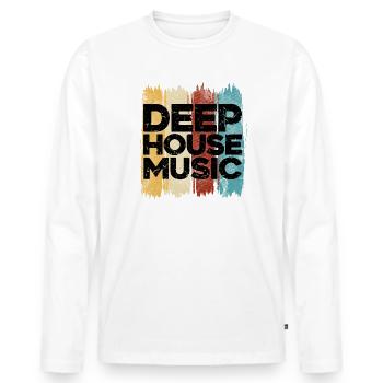 Deep House Musik | Retro Farben - Männer Premium Bio Langarmshirt - Weiß - Vorne - Nico (187cm)