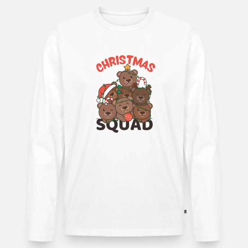 Bär Weihnachtsbaum Christmas Squad Bären - Männer Premium Bio Langarmshirt - Weiß