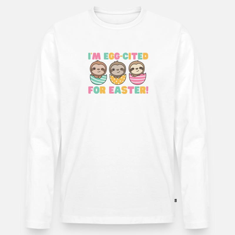cute sloths at Easter with Easter eggs sloth Men's Premium Organic Long Sleeve Shirt
