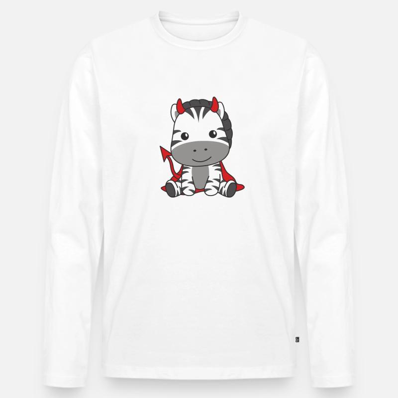 Zebra Happy Halloween Teufel Kostüm - Männer Premium Bio Langarmshirt - Weiß