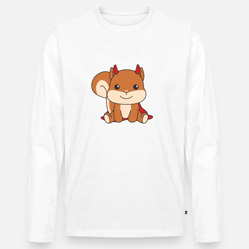 Eichhörnchen Happy Halloween Teufel Kostüm - Männer Premium Bio Langarmshirt - Weiß