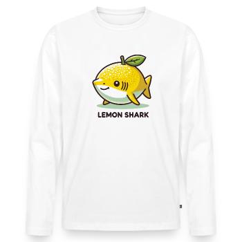 Zitrone Hai lustiges Tier aus Obst - Männer Premium Bio Langarmshirt - Weiß - Vorne - Nico (187cm)
