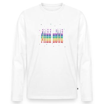 FREE LOVE Rainbow Colors - Männer Premium Bio Langarmshirt - Weiß - Vorne - Nico (187cm)