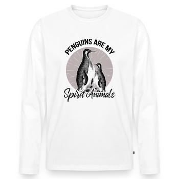 Pinguin Spirituell Tier Antaktis Geschenk - Männer Premium Bio Langarmshirt - Weiß - Vorne - Nico (187cm)