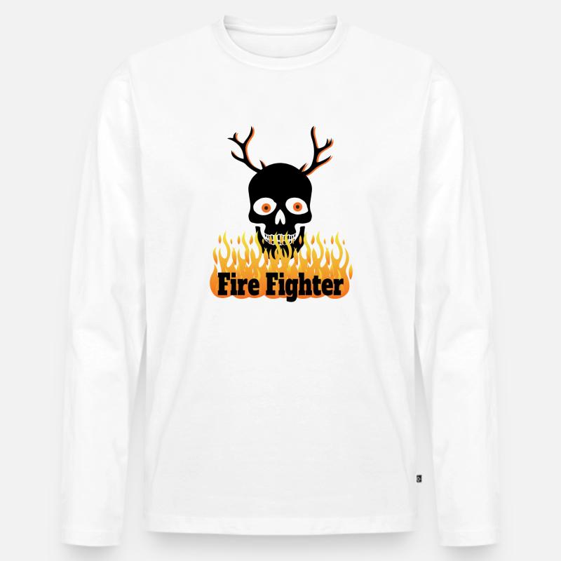 Fire Fighter - Männer Premium Bio Langarmshirt - Weiß