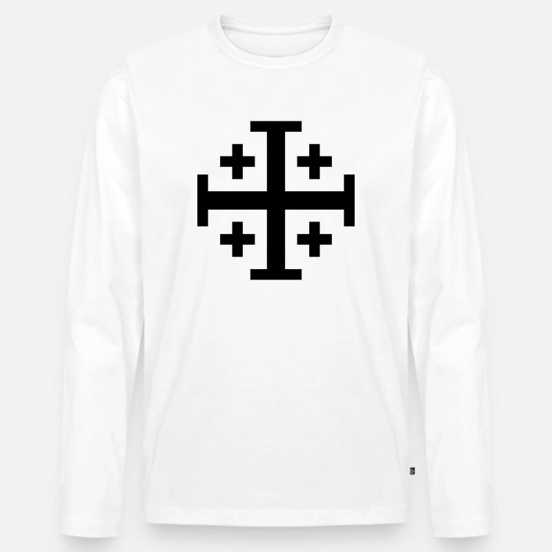 4 kreuz print - Männer Premium Bio Langarmshirt - Weiß