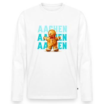 Aachen - Süsser Lebkuchen Mann - Männer Premium Bio Langarmshirt - Weiß - Vorne - Nico (187cm)